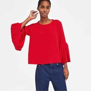 Zara Red Bell Sleeve Top size Medium